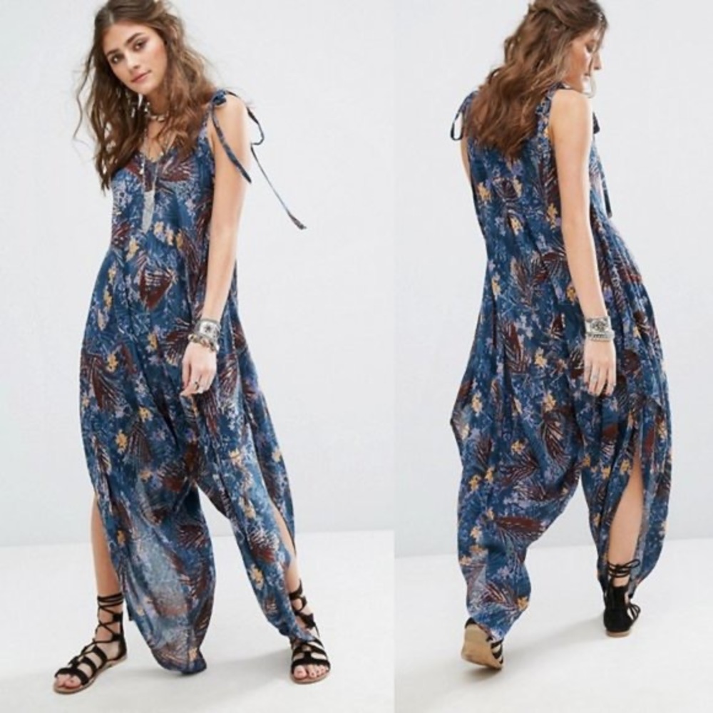 Free People El Porto Romper, Blue, XS